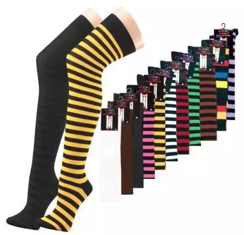 geringelte Overknee Strümpfe Socken für Damen Mädchen