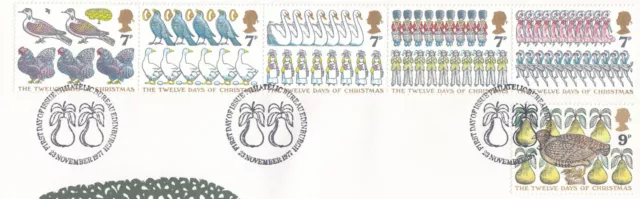 (110577) 12 Days of Christmas GB Used 1977 ON PIECE