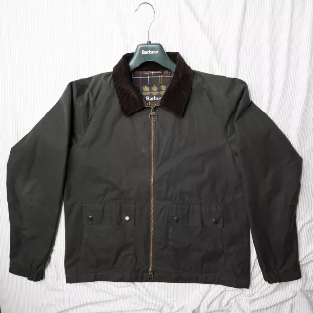 Barbour Dom Wax Jacket Sage Green Men Size Small NWT Tartan Lining