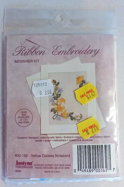Janlynn Corp Tarjeta De Nota De Margaritas Amarillas Bordado Kit Para Principiantes #00-162