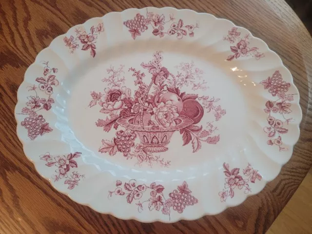 Vintage Signed Myott & Sons "Bountiful" Large Oval Serving Platter 12 x 10"