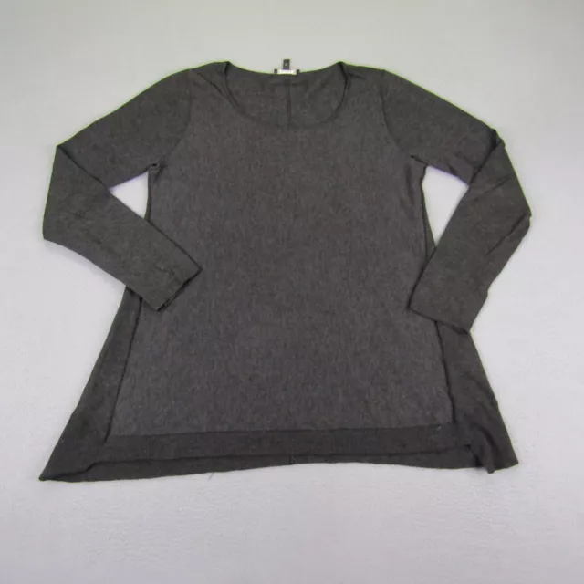 Eileen Fisher Sweater Womens Small Gray Merino Wool Alpaca Blend Pullover Knit ^