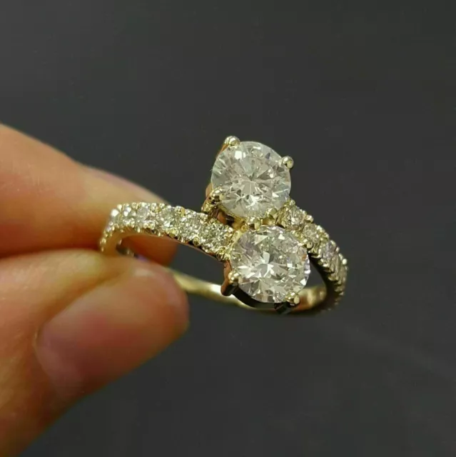 Bague de fiançailles de mariage en diamant simulé taille ronde de 2 ct en...
