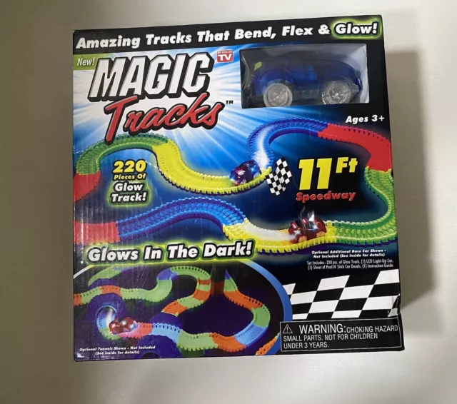 MAGIC TRACKs, 220 Pieces of GLOW Track 11 Ft. w/Light-Up Race Car *READ*