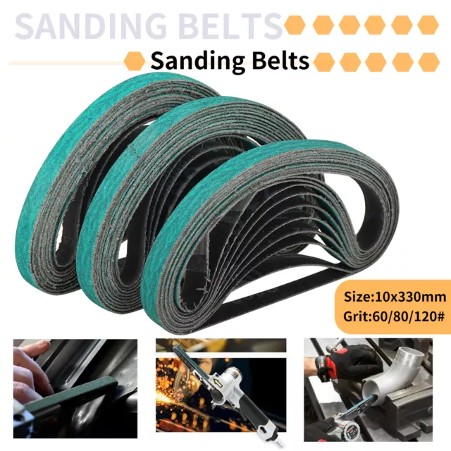 10mm x 330mm Sanding Belts For Belt Sander Sandpaper Abrasive 60 80 120 Grit