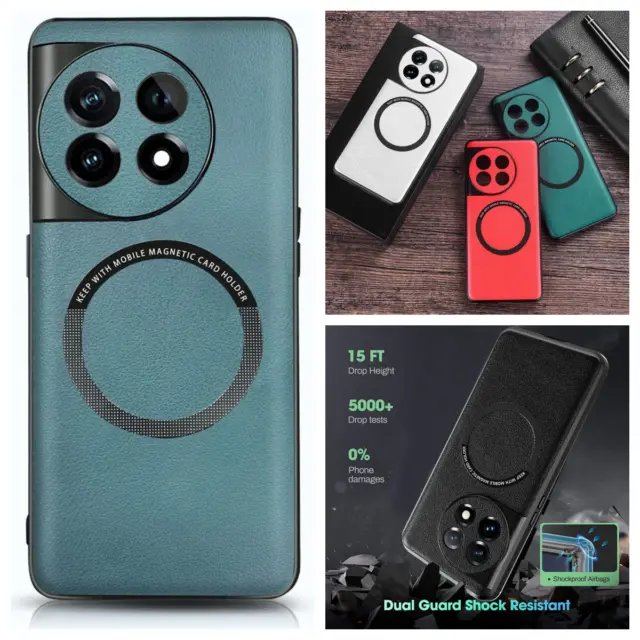 For OnePlus 11 10 Pro 11R 10R Slim Leather Magnetic Charging Mag1safe Case Cover