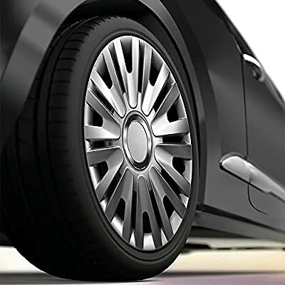 Copricerchi 15" Coprimozzo Reale Plastica Set di 4 Argento Specific Fit R15 2