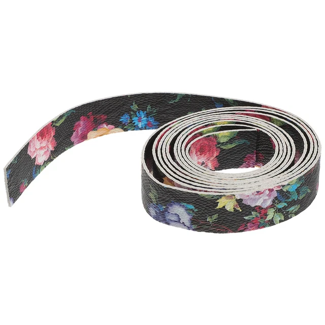 1 rollo hágalo usted mismo pulsera de cuero manualidades doble cara plana tiras de cuero PU patrón floral