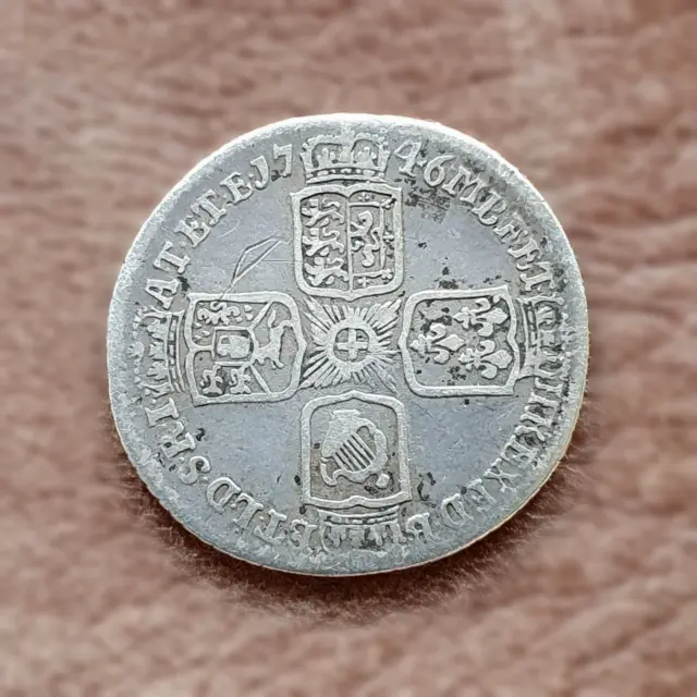 1746 LIMA George II Sixpence 0.925 Silver Coin 21 - 22mm 2.88g