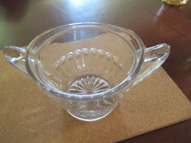 Vintage Depression Glass Sugar Bowl E.c. 2 Handled