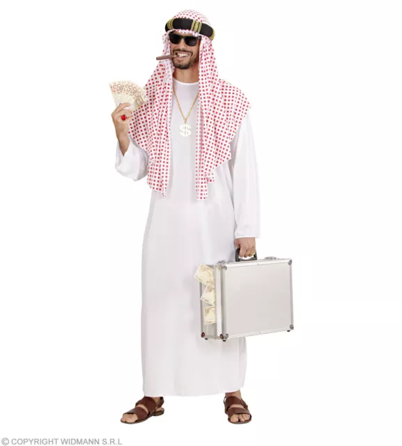 Kostüm Arabischer Scheich Größe M-XXL - Araber Turban rot-weiß 3