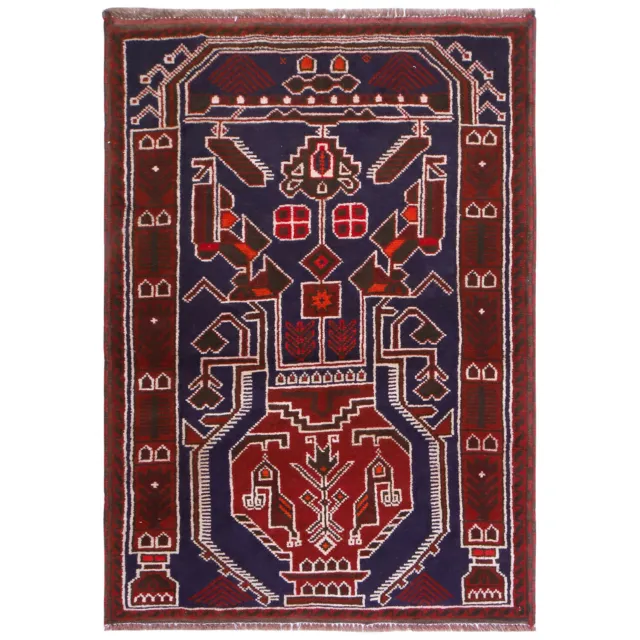 Beautiful Colorful Afghan Hand-knotted 100% Wool Carpet Rug 144 x 90cm 11005