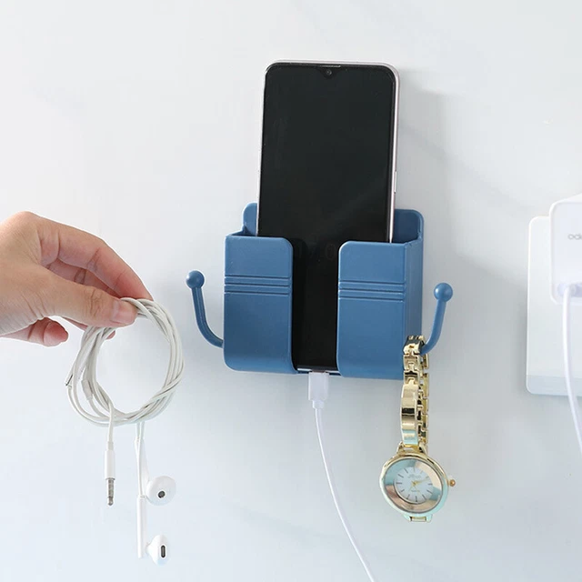 Wall Mounted Organizer Storage Box Remote Control Mobile Phone Plug Holder St JC