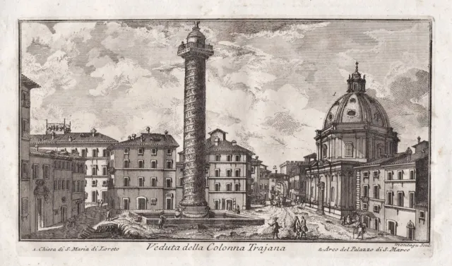 Piazza Colonna Roma Rom Rome veduta Kupferstich incisione engraving 1760