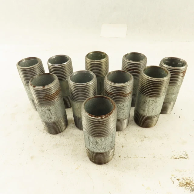 1" NPT x 5-1/2" Galvanized Iron Pipe Nipple Fitting Schedule 40 Lot of 10