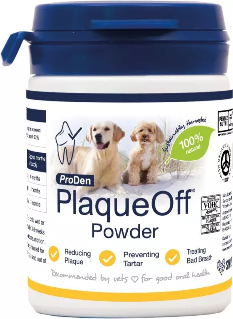 ProDen PlaqueOff Powder 60g | For Small Dogs | Bad Breath, Plaque, Tartar