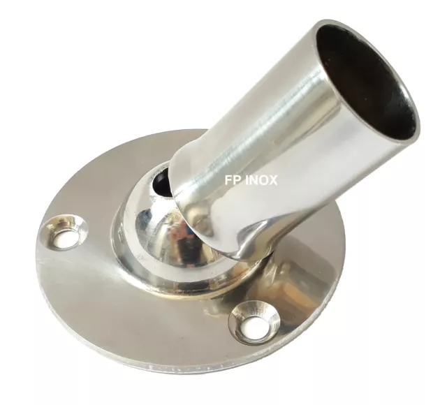 Embase ( Platine ) Ronde Orientable 25mm Angle de 90° à 50° inox 316 - A4