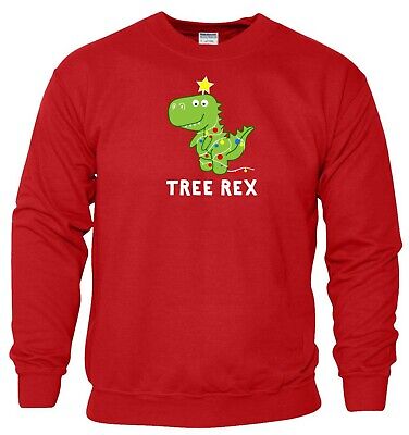 Christmas Tree Rex Sweatshirt Funny Joke T Rex Dinosaur Xmas Jumper Gift Men Top