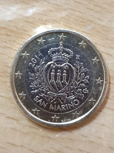 1 Euro San Marino Kursmünze 2014.Staatswappen.