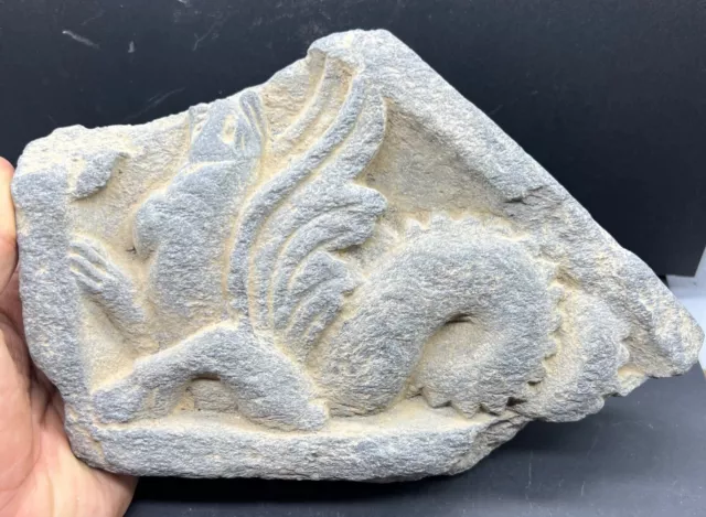 Extremely Amazing Ancient Gandara Artifact Indo Greek A Dragon Engrave Fragment