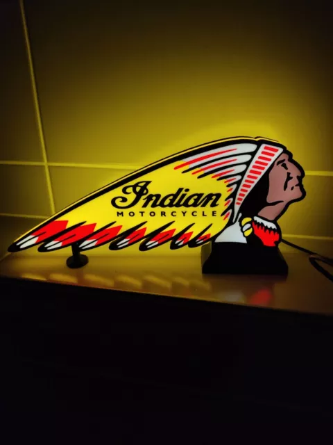 Logo Lumineux - Lampe - Veilleuse LED 3D Emblème Indian Motorcycle