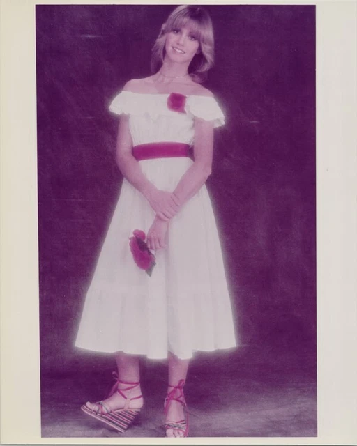 Olivia Newton-John 1970's 8x10 photo in white dress full length pose