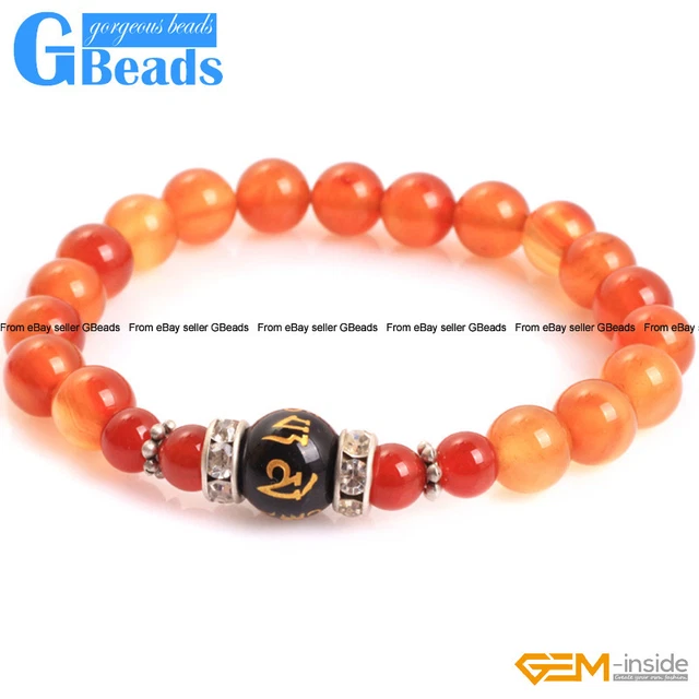 Handmade Red Carnelian Agate Mala Prayer Rosary Bracelet For Women 7" Homemade