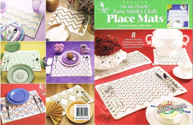 Faux Monk Cloth Place Mat Crochet Pattern Leaflet Annies Attic 2001 Vintage