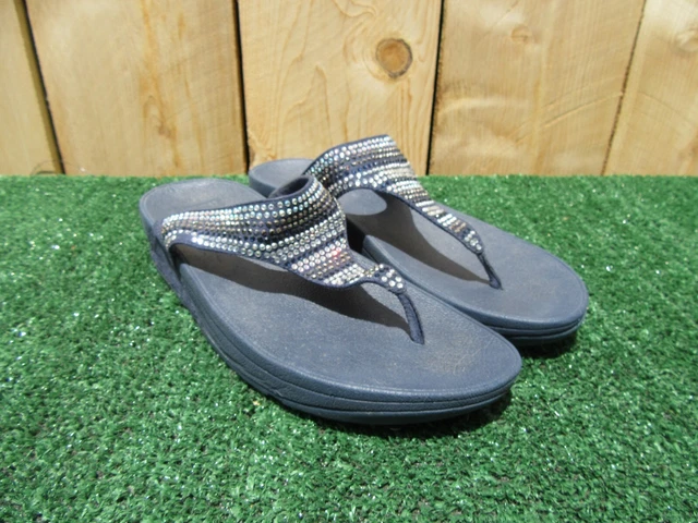 Women's Size 8 FitFlop Strobe Toe Strap Flip Flop Sandals Thongs Wedge L93-399