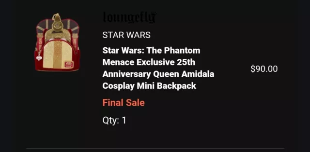 STAR WARS PHANTOM Menace 25th Anniversary Queen Amidala Mini Backpack ...