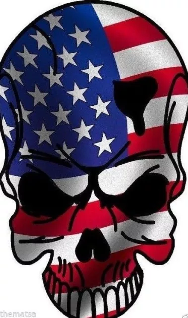 Usa American Flag Skull 4" Motorcycle Helmet Bumper Sticker Decal Made In Usa