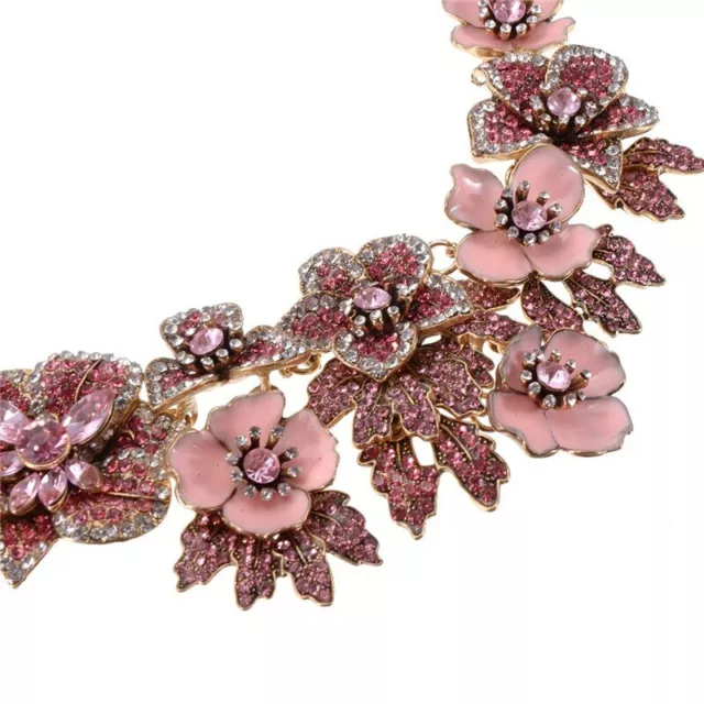 PINK VINTAGE STYLE Pave Crystal Floral Rhinestone Collar Necklace ...