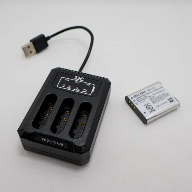 Triple JJC charger for DB-110 and LI-90B batteries and Ricoh GR III/IIIx battery