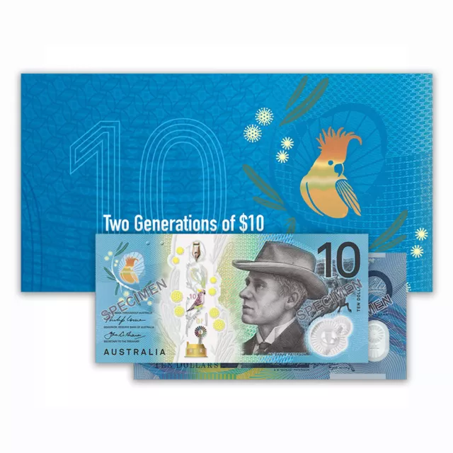 Australia 2017 Two Generations $10 Banknotes 1st Polymer & New Series RBA Folder 3