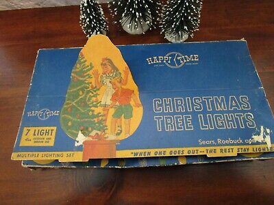 Vtg HAPPI TIME Christmas Tree Lights Set #6597 Sold by Sears Roebuck Co. Works
