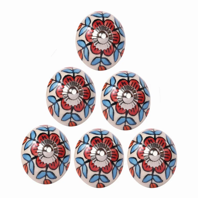 Floral Forme Porte Boutons Céramique Armoire Tiroir Wardrobe Poignée de Traction