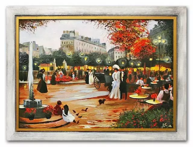 Ölbild Bilder Bild Gemälde Ölgemälde Städte Handarbeit "Paris" Mit Rahmen G02829