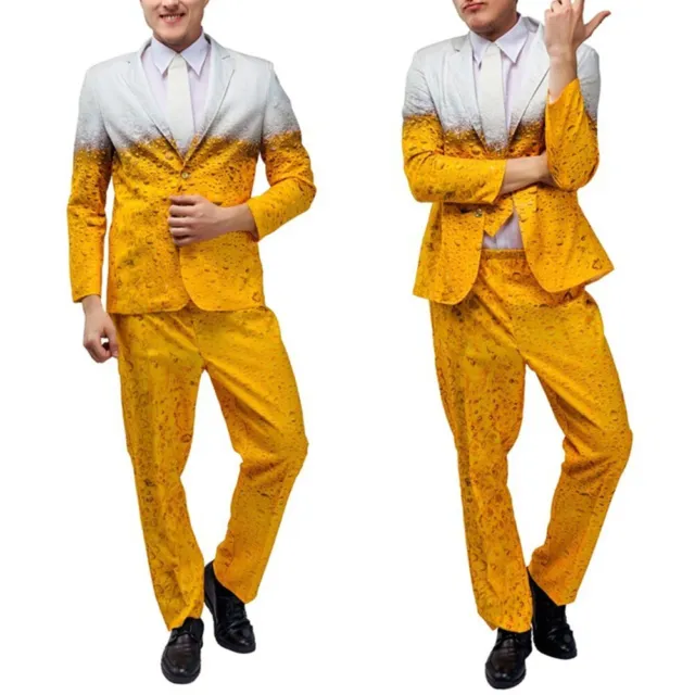 Nouveau costume jaune Oktoberfest tenue pour hommes thème bière humoristique v