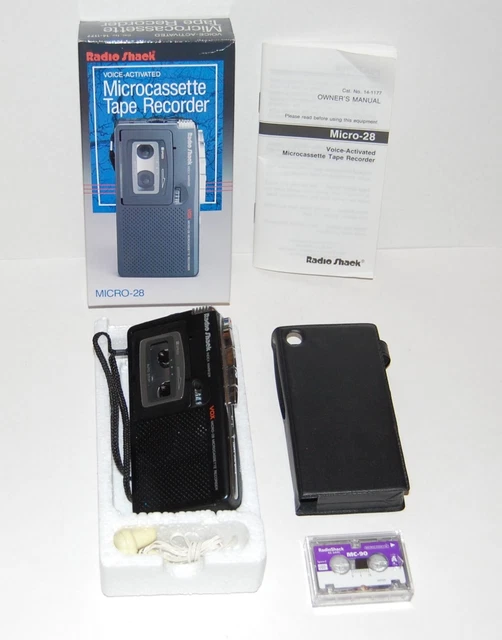 Vintage Radio Shack Micro-28 By Vox, Cassette Recorder, + Case And Earphone