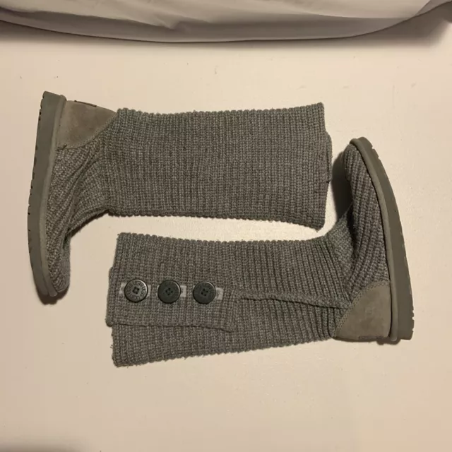UGG AUSTRALIA GRAY Classic Cardy Knit Tall Sweater Boots 5819 Size 6 ...