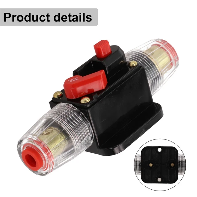Lot De 2 Porte-Fusibles Auto 30A - Disjoncteur Automatique 12V/24V DC - Réinitialisation Manuelle - Protection Audio Voiture Bateau