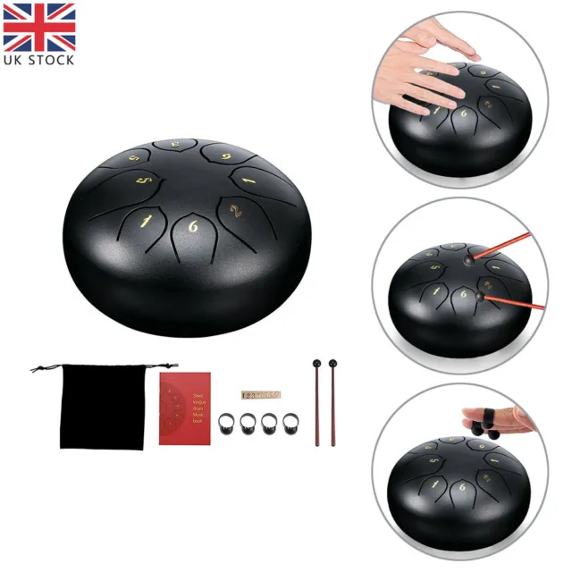 Carbon Steel 8 Notes Tongue Drum Handpan Hand Drums Major Tank Drum with Mallets