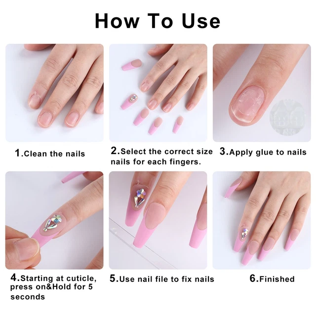 ongles Portable Pointe des ongles Faux ongles français dans un cercueil long 2