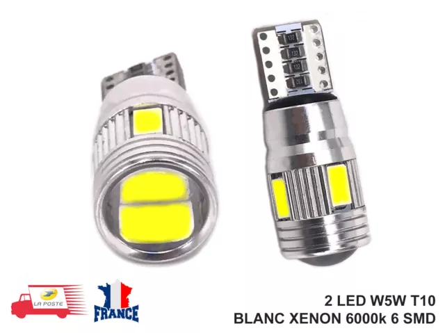 2x LED W5W T10 Ampoules de voiture 6 SMD HID CANBUS BLANC XENON 6000k Veilleuses