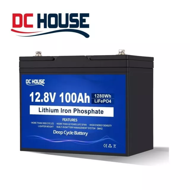 CHINS 200AH Smart 12.8V LiFePO4 Lithium Bluetooth Self-Heating Battery w/  Built-in 100A BMS