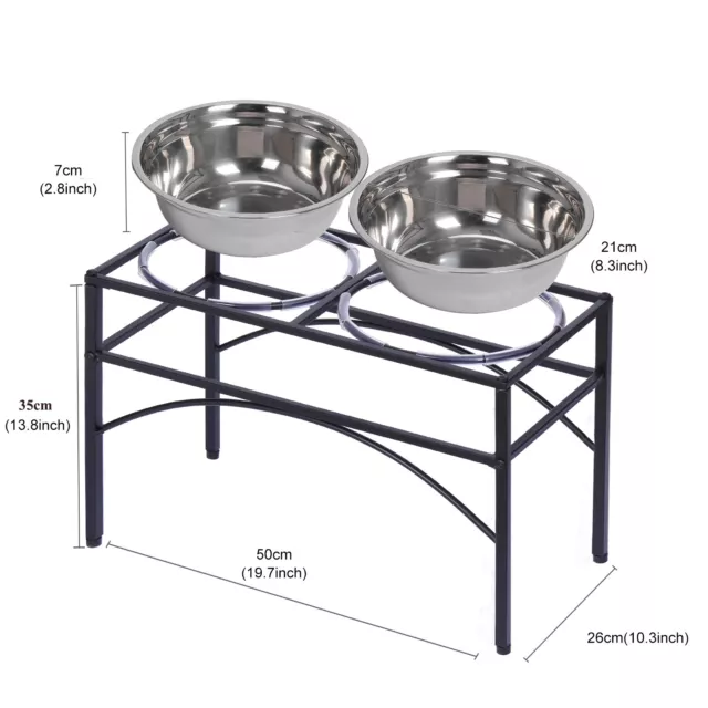 Elevated Raised Pet Dog Feeder Double Bowl Stainless Steel Pet Food Water Stand