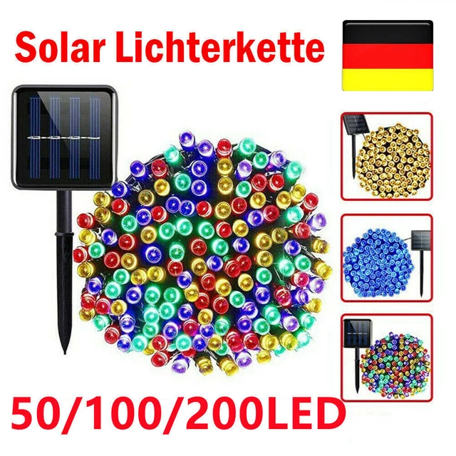 SOLAR LICHTERKETTE BELEUCHTUNG Kette 50 100 200 LED Party Garten