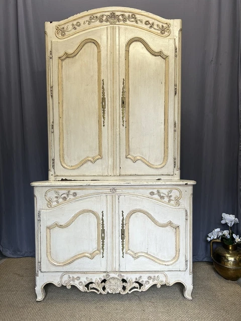 Antique Style French Painted Corner Cabinet Kitchen Dresser Cupboard Armoire