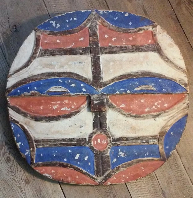 African Teke Mask Wood Carving Vintage Dance Headdress 22" Congo