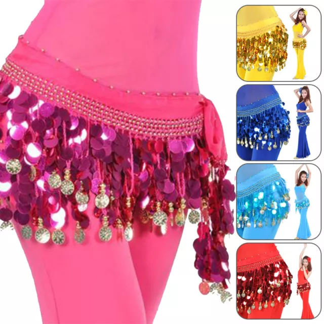 Belly Dance Costume Sequins Tassel Fringe Hip Scarf Belt Waist Wrap Dancer Skirt